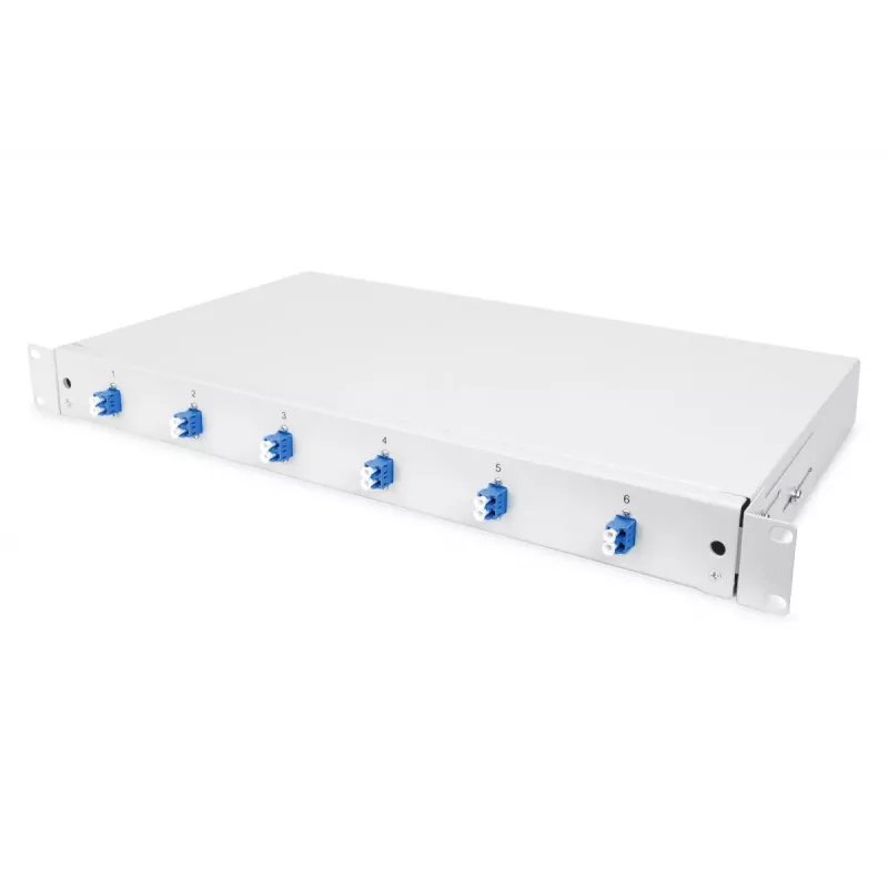 DIGITUS Caixa de emenda de fibra ótica LC OS2 1U 6xLC-DX com cassete, pigtails e acopladores