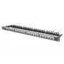 Patch panel modular DIGITUS, blindado 24 portas, campo de identificação, 0,5HE, montagem em rack, cor preto RAL 9005