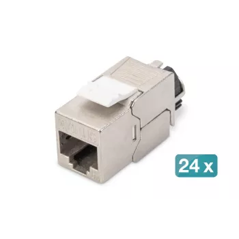 DIGITUS Keystone Jack CAT6a - blindado, conexão sem ferramentas - gestor de cabos inteligente - 24 unidades