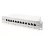 DIGITUS Patch panel CAT6A, blindado, 12 portas campo de identificação, 1U, 10 polegadas montagem em rack, cinzento RAL 7035