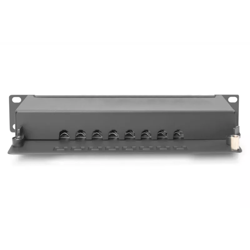 DIGITUS Patch panel CAT6A blindado, 8 portas 1U, 10 polegadas montagem em rack, preto RAL 9005