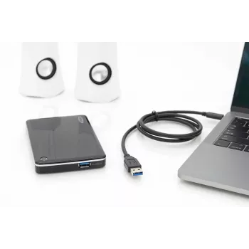 Cabo de ligação USB DIGITUS ASSMANN Type-C para A M/M, 1 m totalmente equipado, Gen2, 3A, 10GB, versão 3.1, CE, preto