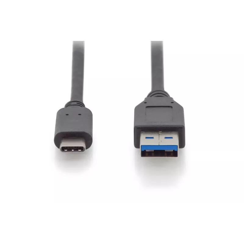 Cabo de ligação USB DIGITUS ASSMANN Type-C para A M/M, 1 m totalmente equipado, Gen2, 3A, 10GB, versão 3.1, CE, preto