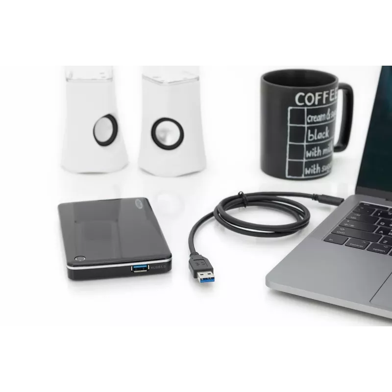 Cabo de ligação USB DIGITUS ASSMANN Type-C para A M/M, 1 m totalmente equipado, Gen2, 3A, 10GB, versão 3.1, CE, preto
