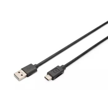 Cabo de ligação USB DIGITUS ASSMANN Type-C para A ficha/ficha, 3 m, 3A, 480 MB/s, versão 2.0, preto