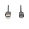 Cabo de ligação USB DIGITUS ASSMANN Type-C para A ficha/ficha, 3 m, 3A, 480 MB/s, versão 2.0, preto