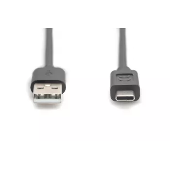 Cabo de ligação USB DIGITUS ASSMANN Type-C para A ficha/ficha, 3 m, 3A, 480 MB/s, versão 2.0, preto