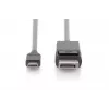 Cabo adaptador DIGITUS USB Type-C, Type-C para DP M/M, 2 m 4K/60 Hz, 32,4 Gbit/s, CE, preto