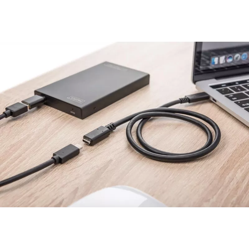 DIGITUS AK-300210-020-S cabo de extensão USB-C, USB 2.0, USB-C macho/fêmea, 3 A, 2 m, preto