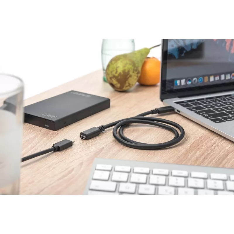 DIGITUS AK-300210-020-S cabo de extensão USB-C, USB 2.0, USB-C macho/fêmea, 3 A, 2 m, preto