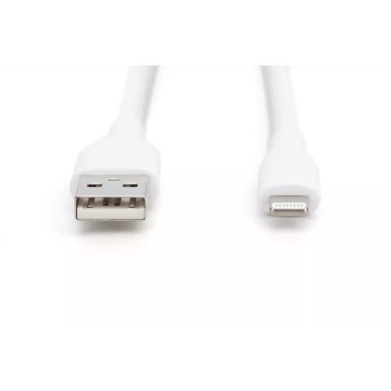 Cabo de carregamento em silicone USB DIGITUS USB-A - Lightning USB 2.0 12W - 1m branco