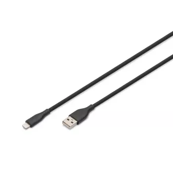 Cabo de carregamento em silicone USB DIGITUS USB-A - Lightning 2m USB 2.0 12W - 2m preto