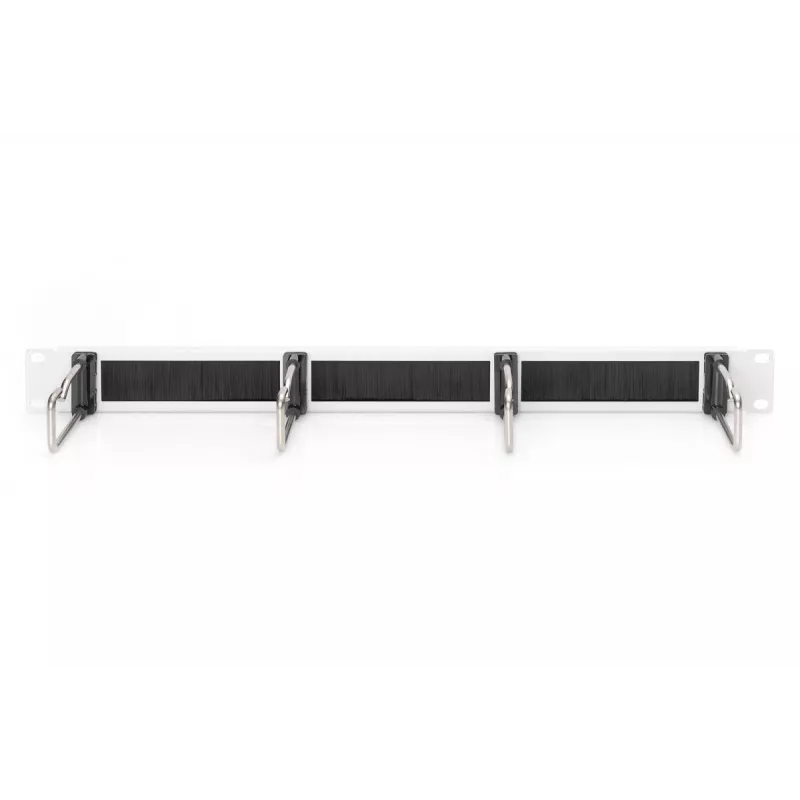 Painel de gestão de cabos DIGITUS 1U com escova, 4 anéis de aço 40x75 mm, cinzento (RAL 7035)