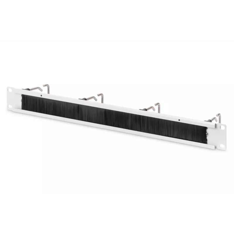 Painel de gestão de cabos DIGITUS 1U com escova, 4 anéis de aço 40x75 mm, cinzento (RAL 7035)