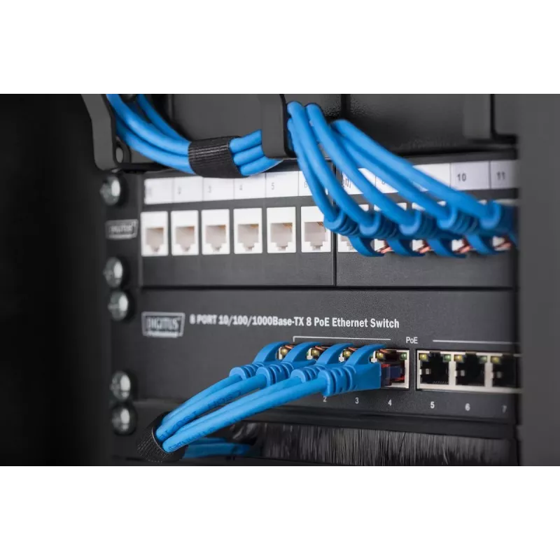 Painel de gestão de cabos DIGITUS de 10 polegadas 1HE 3x anéis de cabos preto