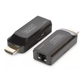Conjunto extensor Mini HDMI DIGITUS, Full HD 50m CAT6/6A/7, alimentação através de cabo Micro-USB, preto