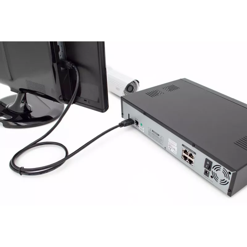 Cabo de ligação HDMI Premium High Speed DIGITUS, Type-A M/M, 1m com Ethernet, Ultra HD 60p, preto
