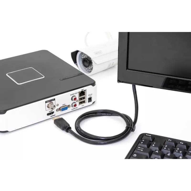 Cabo de ligação HDMI Premium High Speed DIGITUS, Type-A M/M, 1m com Ethernet, Ultra HD 60p, preto