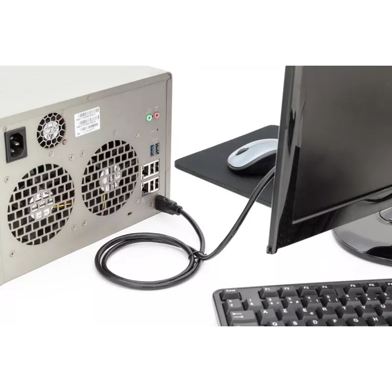 Cabo de ligação HDMI Premium High Speed DIGITUS, Type-A M/M, 1m com Ethernet, Ultra HD 60p, preto