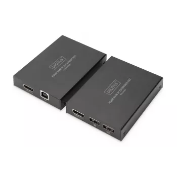 Transmissor e recetor AV, Digitus, conjunto extensor HDMI KVM IP, 1920 x 1200 píxeis, 150 m