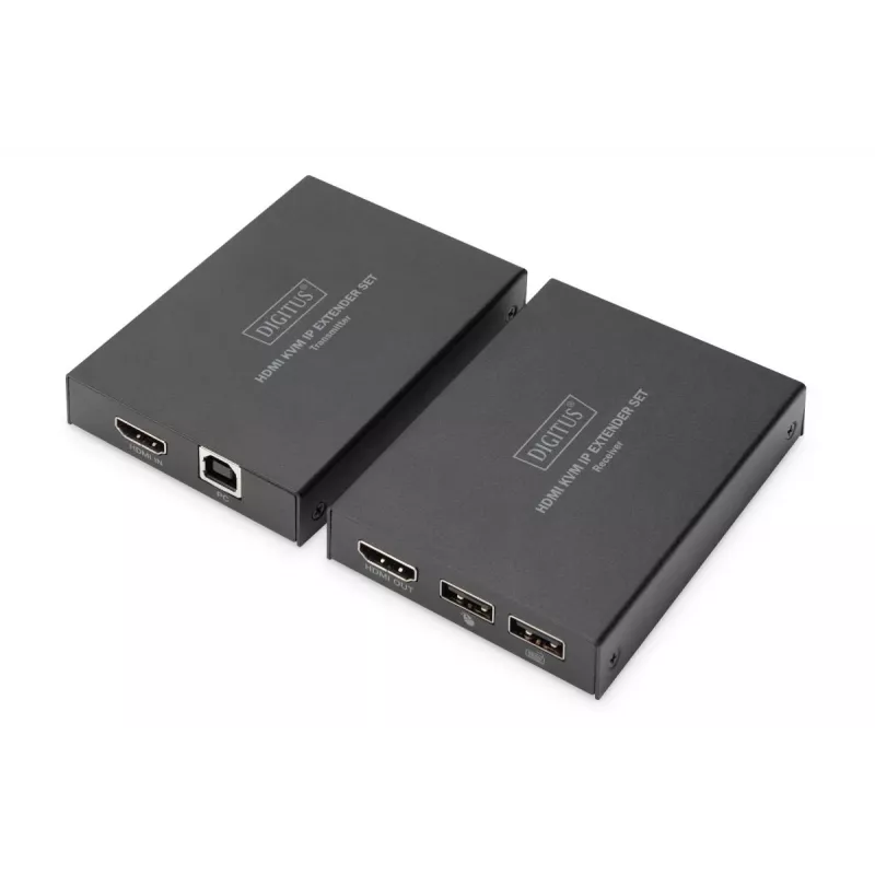 Transmissor e recetor AV, Digitus, conjunto extensor HDMI KVM IP, 1920 x 1200 píxeis, 150 m
