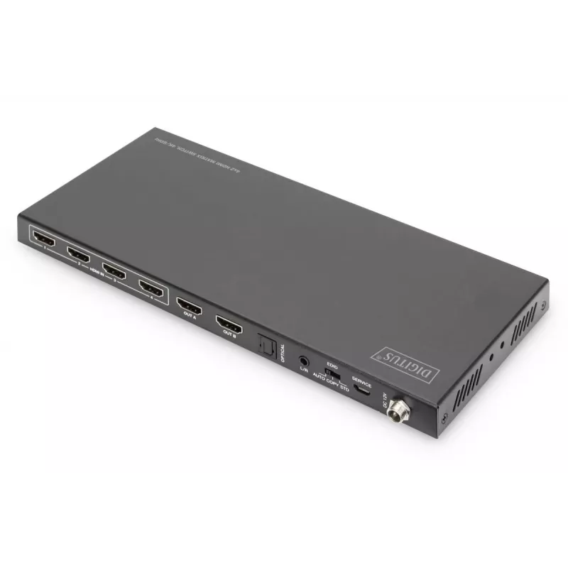 Comutador matriz HDMI DIGITUS 4x 2 4K/60Hz Scaler EDIDARC HDCP 2.2 18 Gbps