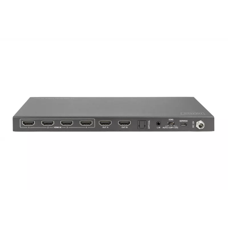 Comutador matriz HDMI DIGITUS 4x 2 4K/60Hz Scaler EDIDARC HDCP 2.2 18 Gbps