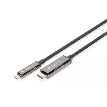 Cabo adaptador DIGITUS USB - Type-C para HDMI AOC FO versão HDMI 2.0; máx. 4Kx2K@60Hz; 20m