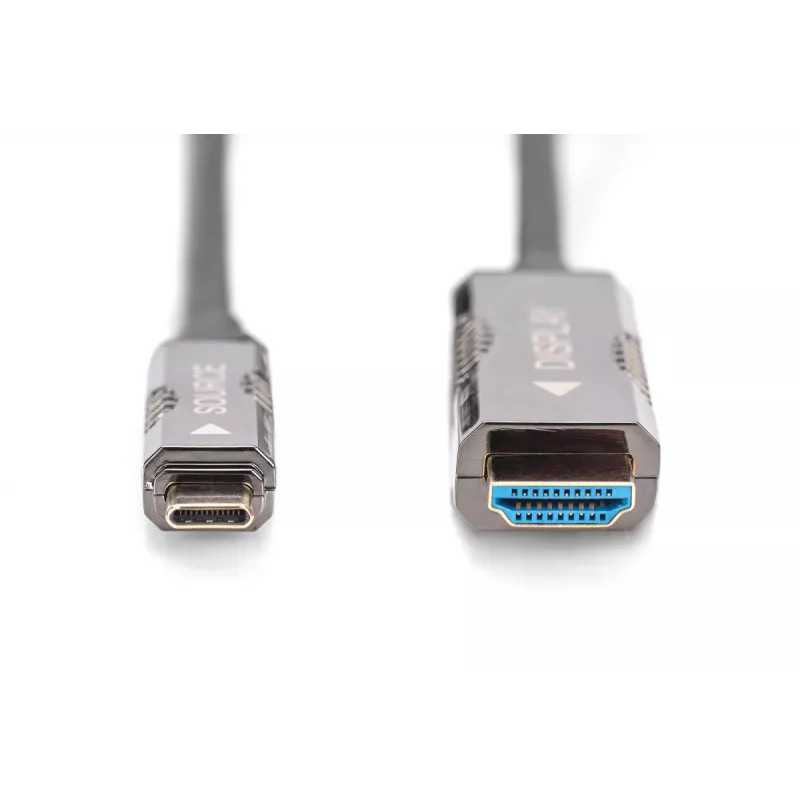 Cabo adaptador DIGITUS USB - Type-C para HDMI AOC FO versão HDMI 2.0; máx. 4Kx2K@60Hz; 20m