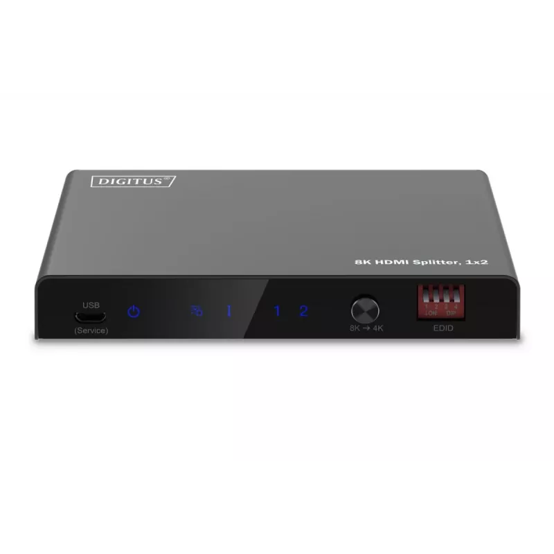 Splitter HDMI DIGITUS 1x2 - 8K/60Hz (4:4:4), Toslink, estéreo, controlo EDID