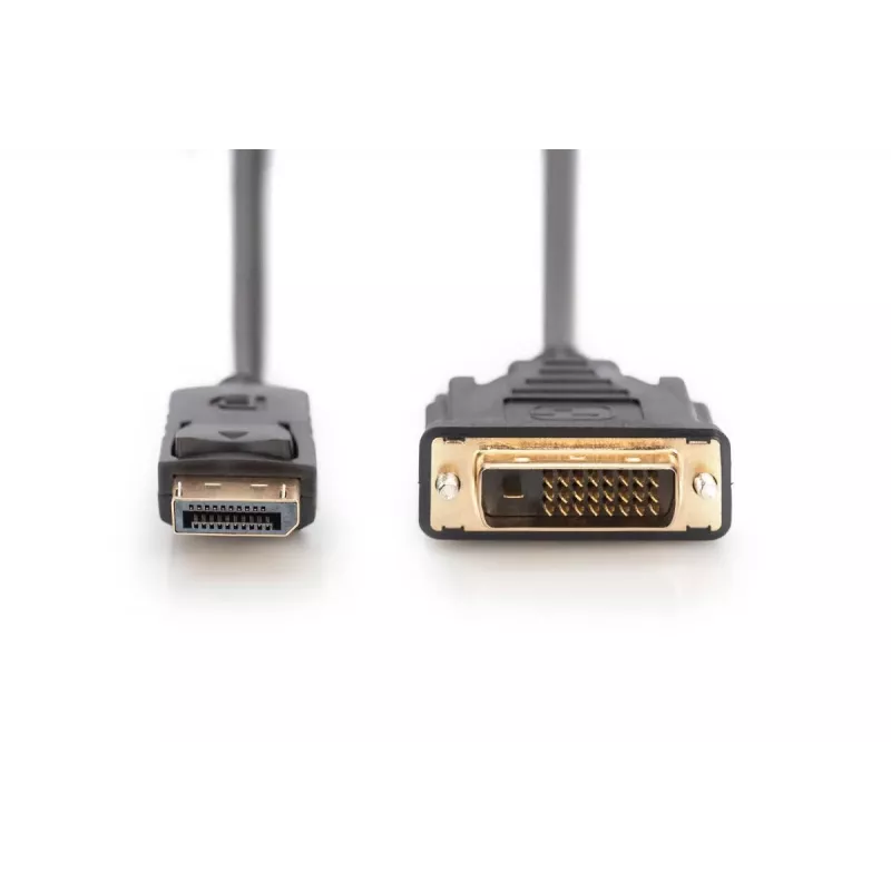 Cabo adaptador DisplayPort DIGITUS, DP - DVI (24+1) M/M, 3 m com bloqueio, compatível com DP 1.1a, CE, preto