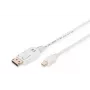 Cabo de ligação DisplayPort DIGITUS, Mini-DP - DP ficha/ficha, 3 m com bloqueio, conforme DP 1.1a, branco