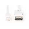Cabo de ligação DisplayPort DIGITUS, Mini-DP - DP ficha/ficha, 3 m com bloqueio, conforme DP 1.1a, branco
