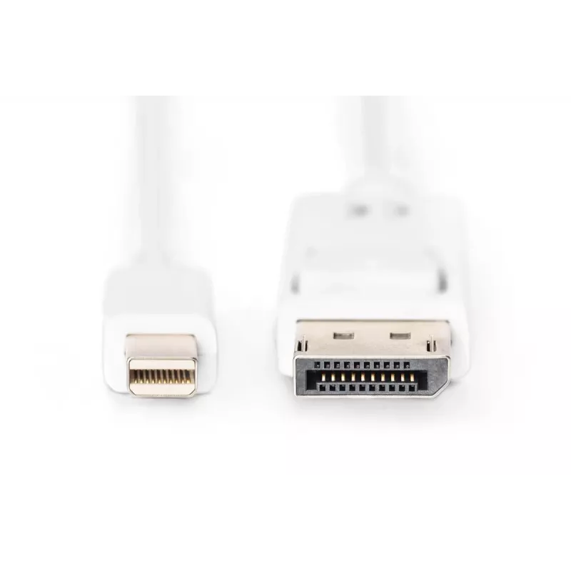 Cabo de ligação DisplayPort DIGITUS, Mini-DP - DP ficha/ficha, 3 m com bloqueio, conforme DP 1.1a, branco