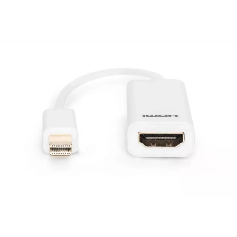 Cabo adaptador DisplayPort DIGITUS ASSMANN, Mini DP - HDMI Type-A M/F, 15 cm, compatível com DP 1.1a, CE, branco