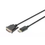 Cabo adaptador DisplayPort DIGITUS, DP - DVI (24+1) M/M, 2 m com bloqueio, DP 1.1a, CE, preto