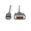 Cabo adaptador DisplayPort DIGITUS, DP - DVI (24+1) M/M, 2 m com bloqueio, DP 1.1a, CE, preto