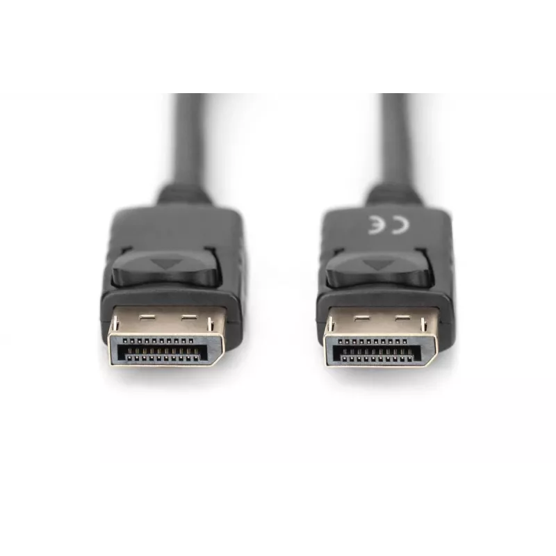 Cabo de ligação DisplayPort DIGITUS, DP M/M, 2 m com bloqueio, DP 1.2, Ultra HD 4K, preto