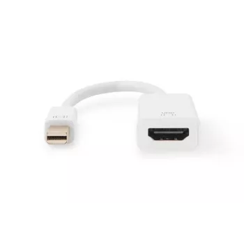 Cabo adaptador DisplayPort DIGITUS ASSMANN, Mini-DP - HDMI Type-A M/F, 20 cm, HDMI Ver. 2.0, ativo, CE, dourado, branco