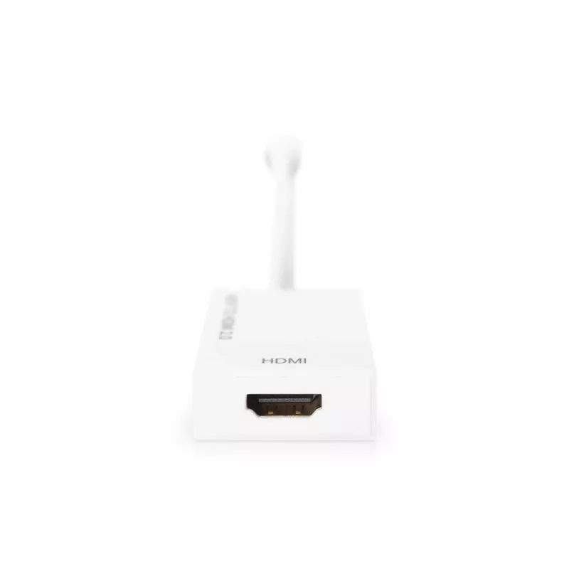 Cabo adaptador DisplayPort DIGITUS ASSMANN, Mini-DP - HDMI Type-A M/F, 20 cm, HDMI Ver. 2.0, ativo, CE, dourado, branco