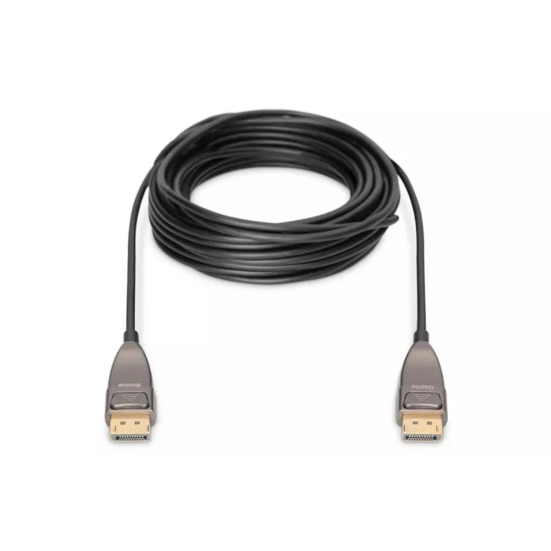 Cabo de ligação DisplayPort AOC híbrido de fibra ótica DIGITUS M/M UHD 8K@60Hz, CE, preto, 10 m