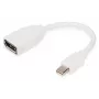 Cabo adaptador DisplayPort DIGITUS, Mini DP - DP M/F, 0,15 m, conforme DP 1.2, branco