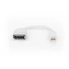 Cabo adaptador DisplayPort DIGITUS, Mini DP - DP M/F, 0,15 m, conforme DP 1.2, branco