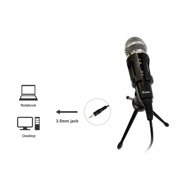 Microfone de secretária Equip Mini Desk, -30 dB, 30 - 16000 Hz, 2200 Ω, com fios, 3,5 mm (1/8 polegadas)