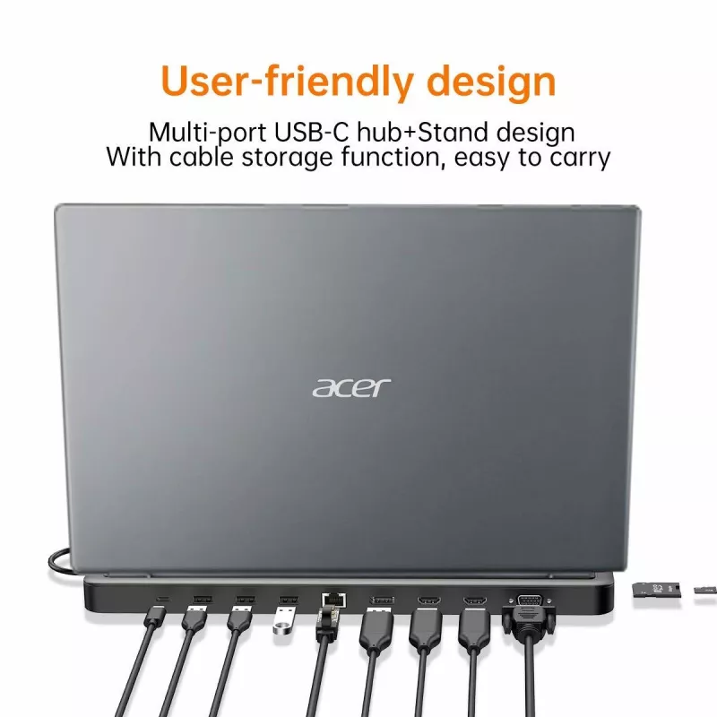 Acer 13-em-1 Type-C Minidock com fios USB 3.2 Gen 1 preto