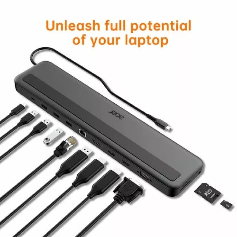 Acer 13-em-1 Type-C Minidock com fios USB 3.2 Gen 1 preto