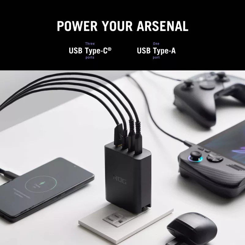 ASUS ROG 140W USB-C GaN Universal preto AC carregamento rápido interior