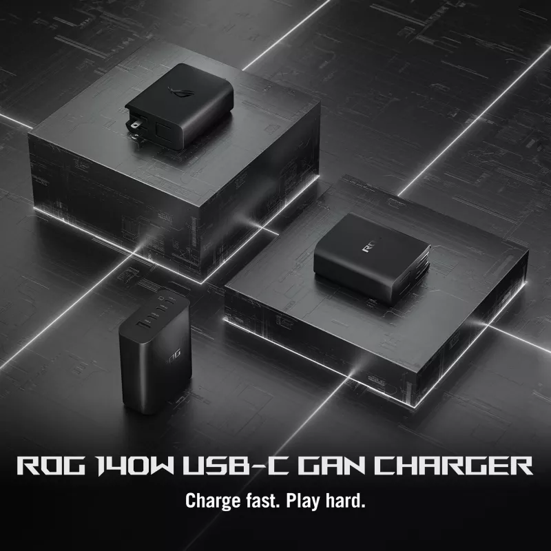 ASUS ROG 140W USB-C GaN Universal preto AC carregamento rápido interior