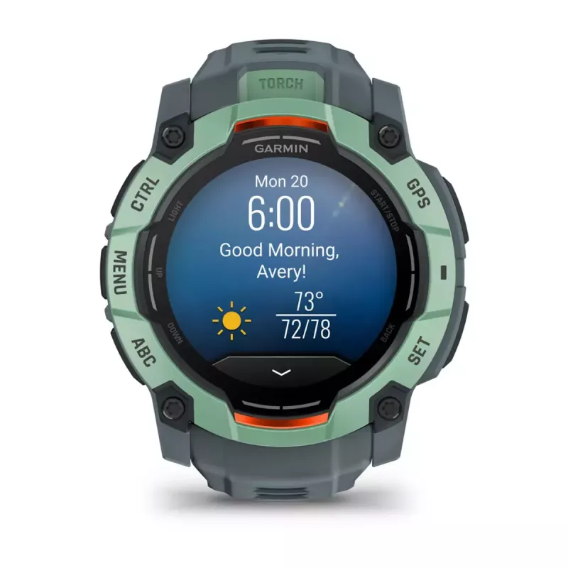 Garmin Instinct 3 AMOLED 50 mm smartwatch (010-03020-01), ecrã tátil de 1,3 polegadas 416x416, GPS, verde Neotropic Twilight