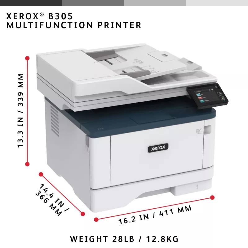 Xerox B305 A4 38 ppm sem fios duplex copiar/imprimir/digitalizar PS3 PCL5e/6 2 tabuleiros 350 folhas